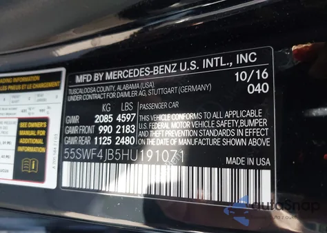 2017 Mercedes-Benz C 300 Sport from USA, damaged, VIN 55SWF4JB5HU191071
